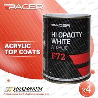 4 x Pacer F72 Hi Opacity White Acrylic 1 Litre Special UV Absorbing Additives