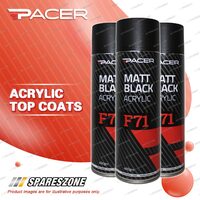 3 x Pacer F71 Matt Black Acrylic 400Gram Aerosol Special UV Absorbing Additives