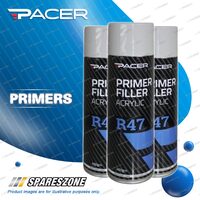 3 x Pacer R47 Primer Filler Acrylic 400 Gram Aerosol Acrylic And Enamel Paints