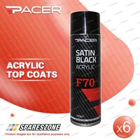 6 x Pacer F70 Satin Black Acrylic 400Gram Aerosol Special UV Absorbing Additives