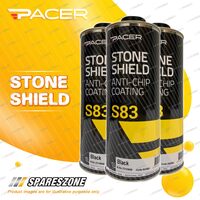 3 x Pacer S83 Stone Shield Black 1Litre Flexible Textured Underbody Coating