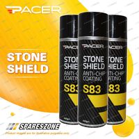 3 x Pacer S83 Stone Shield 400 Gram Black Flexible Textured Underbody Coating