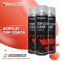 3 x Pacer F73 Top Coat Clear Acrylic 400 Gram Aerosol UV Absorbing Additives