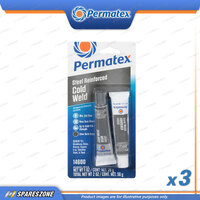 3 x Permatex Steel Reinforced Cold Weld Bonding Compound 2x29ML Dries Dark Grey