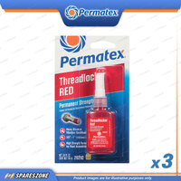 3 Permatex Permanent & High Strength Threadlocker Red Carded 10ML Anti-Corrosion