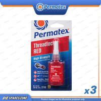 3 x Permatex High Strength Threadlocker Red Carded 10ML Vibration Resistance