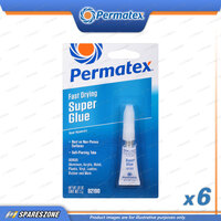 6 x Permatex Super Glue Tube Carded 2G Super Strong Adhesive Fast-Drying
