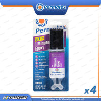 4 x Permatex 1 Minute General Purpose Epoxy Adhesive Clear Dual Syringe 25ML