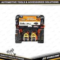 4 Pc Loadmaster 3.6Mx27mm Ratchet Tie Down - with Moulded Handles 680KG Capacity