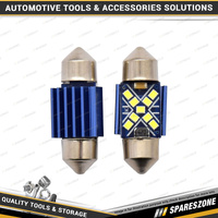 2 Pcs of Motolite White LED Canbus Globes Festoon 31mm - 44 Chips 12-24V