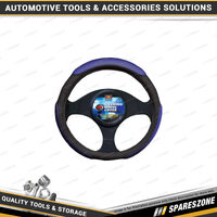 PC Covers 38cm Steering Wheel Cover - Soft Grip 3 Pads Black/Blue Anti-Slip