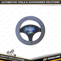 PC Covers 38cm - 40cm Grey Steering Wheel Cover Elastine Comfort Grip