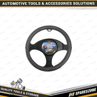 PC Covers 40cm Steering Wheel Cover - Rough Leather Look Black/Grey Anti-Slip