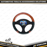 PC Covers 38cm S/W/Cover - Soft Leather Feel Dark Wood Grain Inserts Black