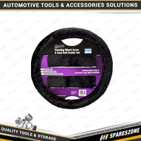 Pro-Kit Black Furry Feel Steering Wheel Cover & Seat Belt Buddy Set