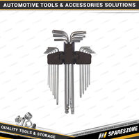 18 Pcs of PK Tool Extra Long Ball End Hex & Star Key Set - Offset Bend