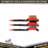 3 Pcs of PK Tool 20cm 8 Inch 9 Row Mixed Wire Brush Set with Fine Brush Tip