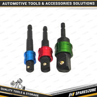 3 Pcs of PK Tool 70mm Quick Release Socket Drill Adaptor - 1/4" 3/8" & 1/2" Dr