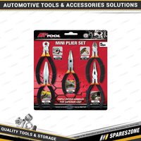 5 Pcs PK Tool Mini Pliers Set - End Nipper & Slide Cutter & Flat/Bent/Long Nose