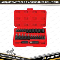 25 Pcs of PK Tool 1/4" & 3/8" & 1/2" Drive Star Socket & Bits Set - Cr-V Steel