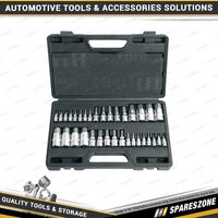 34 Pcs of PK Tool 1/4" 3/8" & 1/2" Dr Hex Bit Socket Master Set - Metric & SAE