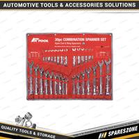 30 Pcs of PK Tool Metric & SAE Cr-V Combination Spanner Set - 12 Point Ring End