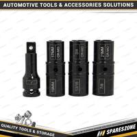 4 Pcs of PK Tool 1/2" Dr Thin Walled Flip Impact Socket Set 75mm Extension Bar