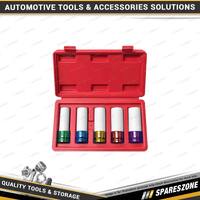 5 Pcs of PK Tool 1/2" Dr Mag Wheel Deep Impact Socket Set with Protector Sleeves