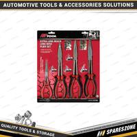 4 Pcs of PK Tool Long Nose Long Handle Plier Set - Straight & 45Deg & 90Deg Bent