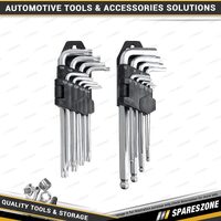 18 Pcs of PK Tool Metric Ball End Hex & Tamper Proof Star Key Set - Cr-V Steel