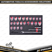 25 Pcs of PK Tool Crowfoot Flare Nut Spanner Set - 8 to 22mm & 5/16" to 7/8"