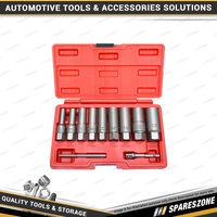 11Pc PK Tool Deep Impact Spiral Twist Extractor Socket Set - 3/8" Drill Adaptor