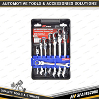 8 Pcs of PK Tool Flexible Head Ratchet Combination Spanner Set - 72T Ratchet