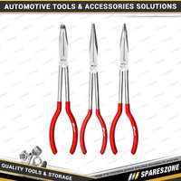 3 Pcs PK Tool Long Reach Plier Set - 280mm Straight & 45 Degree & 90 Degree Bent