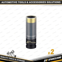 2 x PK Tool 19mm 1/2 Inch Drive Thin Wall Deep Impact 85mm Mag Wheel Sockets