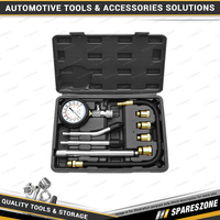 9 Pcs of PK Tool Petrol Engine Compression Tester Set - 63mm 300psi Gauge