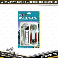 14Pc Pro-Tyre Bike Tyre Repair Kit - Patches Steel buffer Valve Tubing & Spanner