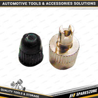 4 Pcs of Pro-Tyre Valve Caps - Brass with Valve Tool Vehicle Accessories