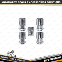 5 Pieces of Pro-Tyre Lock Nut Set - 12mm x 1.25 Mag Wheel Chrome Universal Fit