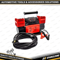 Pro-Tyre 12V 150PSI 300LPM Twin Cylinder Air Compressor - with 8m Rubber Hose