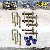 Rear RAW 4x4 Leaf Bush Shackle U-bolt Pin Kit for Nissan Navara D21 D22 Frontier