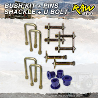 Front RAW 4x4 Leaf Springs Bush Shackle U-bolt Pin Kit for Nissan Patrol GQ Y60