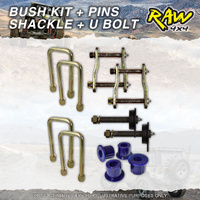 Rear RAW 4x4 Bush Shackle U-bolt Pin Kit for Toyota Land Cruiser FZJ71 HZJ71