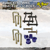 Rear RAW HD Leaf Bush Shackle U-bolt Pin Kit for Toyota Hilux Revo GUN 125 126