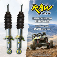2 x Front 50mm RAW 4x4 Predator Silver Shock Absorbers for Nissan Navara D40 All