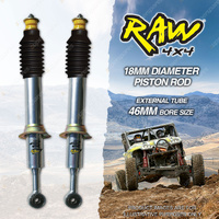 2 Front 50mm RAW 4x4 Predator Silver Shock Absorbers for Toyota Prado 120 Series