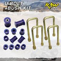 Rear RAW 4X4 Spring U Bolts + Bush Kit for Ford Courier Ranger Raider PC PD PE