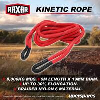 RAXAR Kinetic Rope - 9M Length x 19mm Diam. 8,000KG MBS for Towing & Recovery