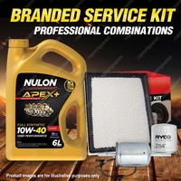 Oil Air Fuel Filter + 6L APX10W40 Service Kit for Holden Calais VY V6 3.8L 02-03