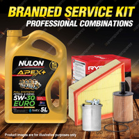 Ryco Oil Air Fuel Filter 5L APX5W30C3 Engine Oil for Volkswagen Polo 9N 1.9L TDi